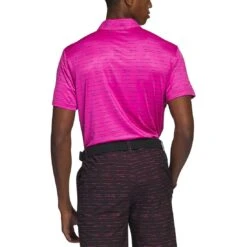 Adidas Stripe Zipper Polo -Golf Shop adidas 2023 stripe zipper polo lucid fuchsia back itempicture