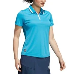 Adidas F21 Women's Equipment Short Sleeve Polo -Golf Shop adidas f21 womens equipement short sleeve polo sonic aqua model itempicture
