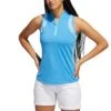 Adidas 2022 Women's Ultimate365 Printed Sleeveless Polo -Golf Shop adidas fw22 womens ultimate365 printed sleeveless polo pulse blue front itempicture