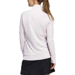 Adidas Women's Textured Full Zip Jacket -Golf Shop adidas ss22 womens textured full zip jacket almost pink back itempicture