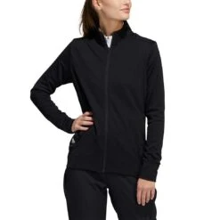 Adidas Women's Textured Full Zip Jacket -Golf Shop adidas ss22 womens textured full zip jacket black itempicture