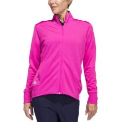 Adidas Women's Textured Full Zip Jacket -Golf Shop adidas ss23 womens textured full zip jacket lucid fuchsia model itempicture