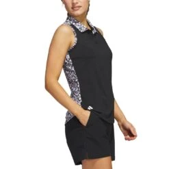 Adidas Women's Ultimate365 Printed Sleeveless Polo -Golf Shop adidas ss23 womens ultimate365 printed sleeveless polo black side itempicture