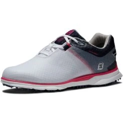 FootJoy Women's Pro SL Sport Golf Shoes White/Navy/Pink -Golf Shop footjoy womens pro sl sport golf shoes white navy pink 98147 toe itempicture