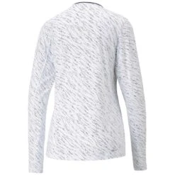 Puma Women's YOU-V Whitewater Long Sleeve Polo -Golf Shop puma 2023 womens you v whitewater long sleeve polo white navy blazer back itempicture