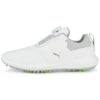 Puma Juniors Ignite PWRCAGE Golf Shoes White/Metallic Silver -Golf Shop puma juniors ignite pwrcage golf shoes white silver 376784 01 profile itempicture